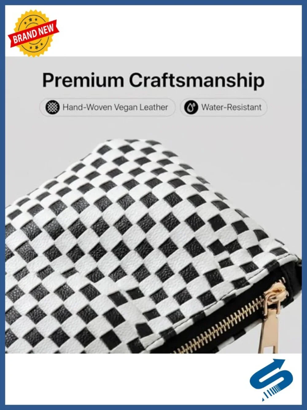 Woven Leather Crossbody Bag Women Convertible Shoulder Purse